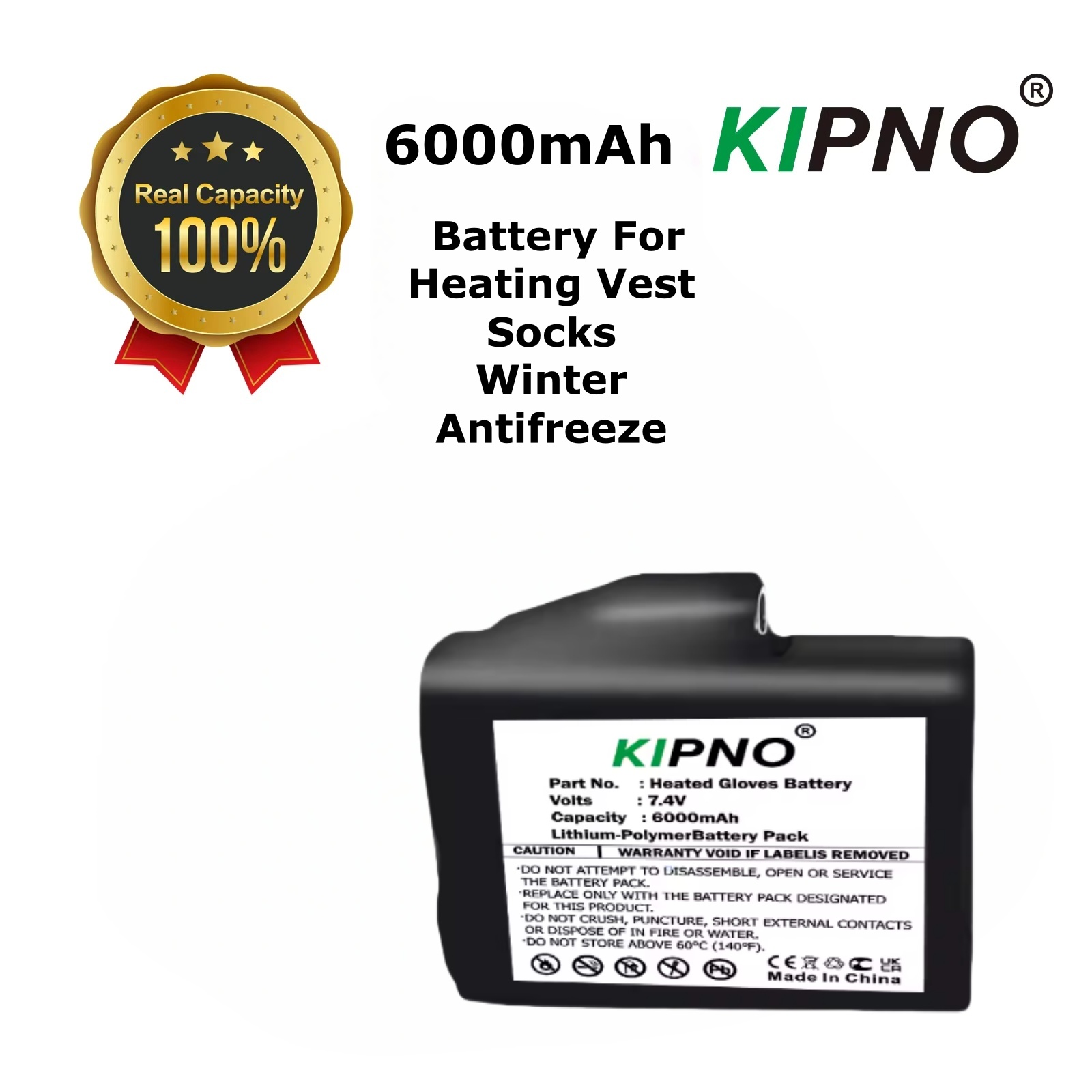 Heated Vest Battery - Verwarmde handschoenen batterij 7,4 V 6000