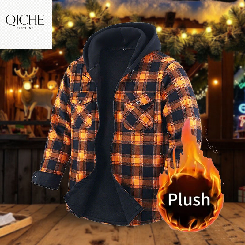Flannel Shirt Lined - QICHE Fleece gevoerde dikke flanellen overhemd